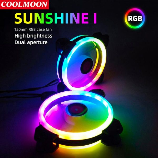

coolmoon 6pin rgb pc chassis cooling fans quiet 12cm heatsink radiator support control remote for deskcomputer gaming & coolings