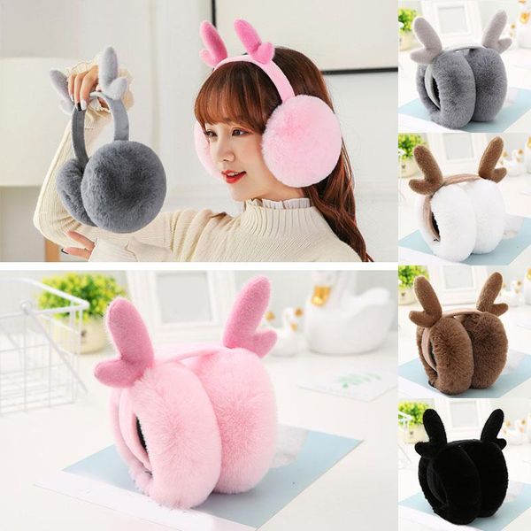 

ear muffs women fur headphones fashion antlers folding warm winter earmuffs soft plush fluffy cover headband 2021, Blue;gray