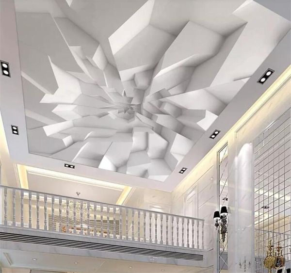 

wallpapers custom po wallpaper mural 3d white polygonal brick wall ceiling background papers home decor