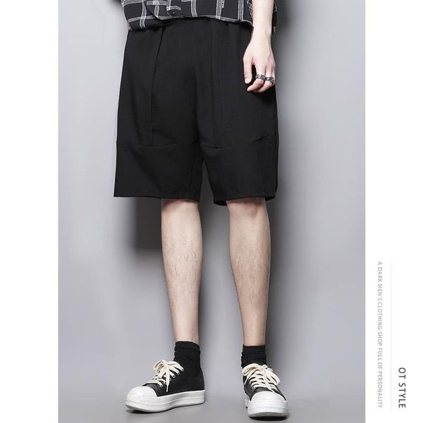 

men's shorts summer pure color elasticated waist loose contracted casual straight leg pants lightweight, White;black
