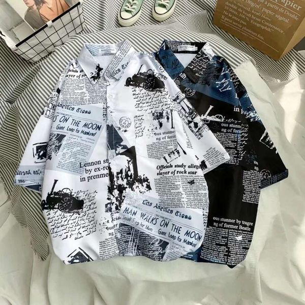 

men's casual shirts shirtsummer floral shirt short sleeve men's fashion brand loose casual coat fat plus size trendy p6oc, White;black