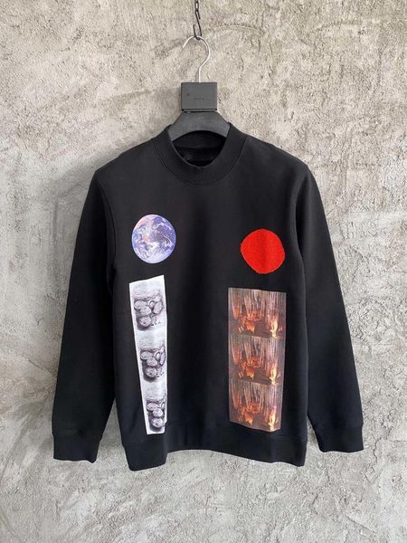 

men's hoodies & sweatshirts men earth prints crew neck sweatshirt, Black