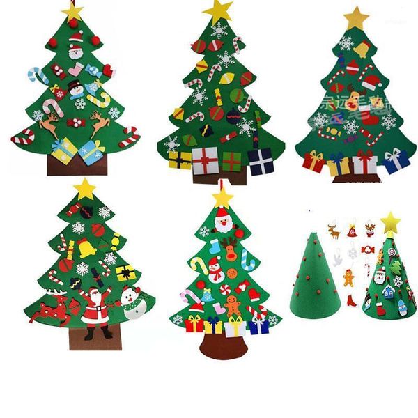 

christmas decorations kids diy felt tree decoration for home wall hanging 2021 year gifts ornament santa claus decor