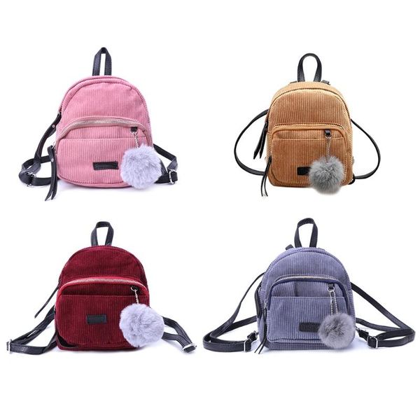 

girls teenage small backpack women fur ball travel velvet school shoulder bag bags