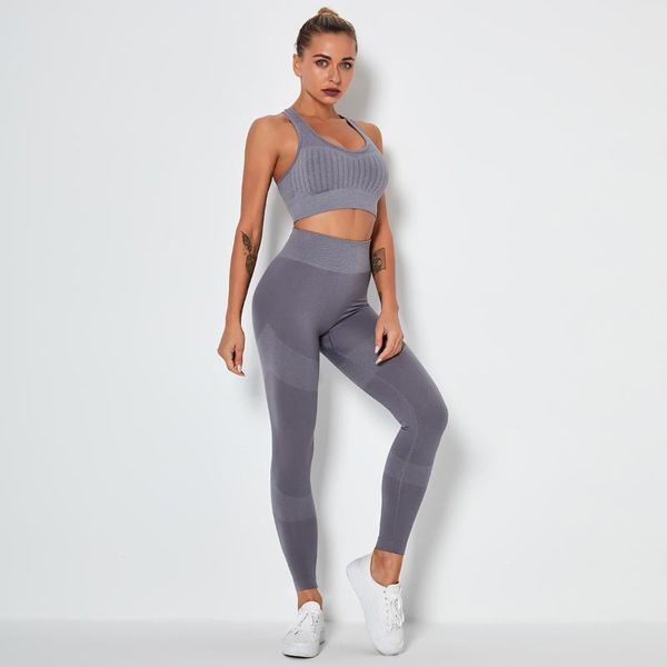 

yoga outfit seamless knitting lines hip-lifting women's sportswear clothing suits sports hip-up set