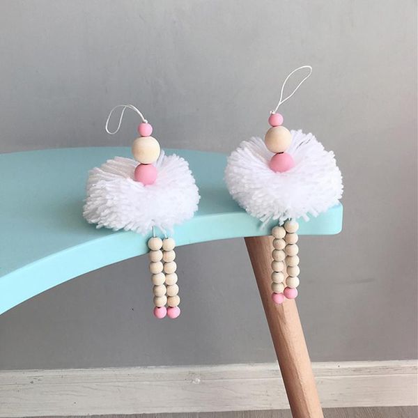 

decorative objects & figurines nordic style ballet dancer hanging decoration hairball wooden bead girl string pendant room decor baby pograp