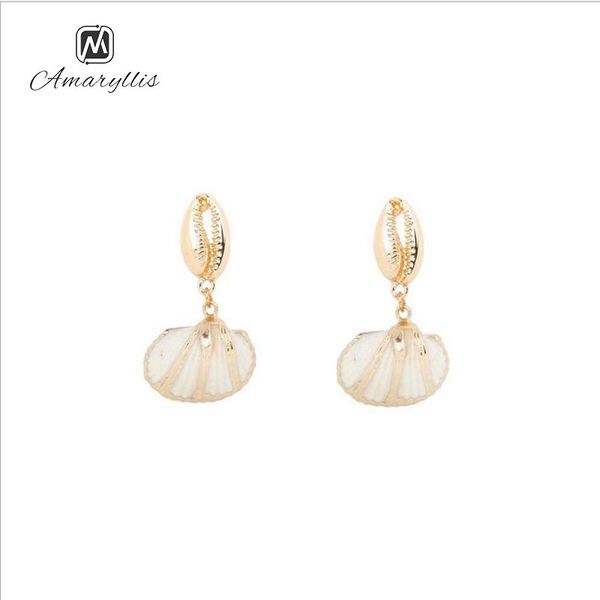 

stud amaiyllis elegant party natural shell earrings for women geometric statement s925 silver chic pendant, Golden;silver