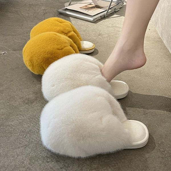 

slippers 2021 women warm faux fur cute love home floor loves winter shoes soft plush indoor women's cotton, Black