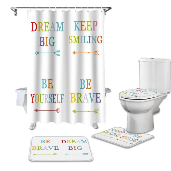

positive energy text waterproof shower curtains set bathroom curtain and rug sets