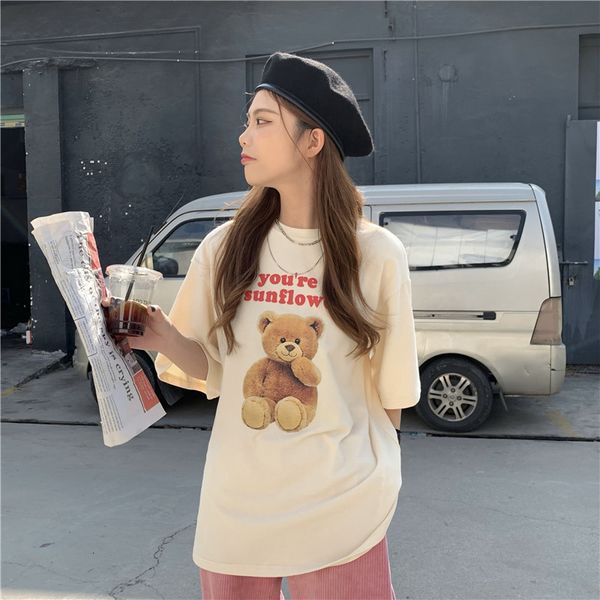 

short sleeve shirt with round collar model based on cartoons, White