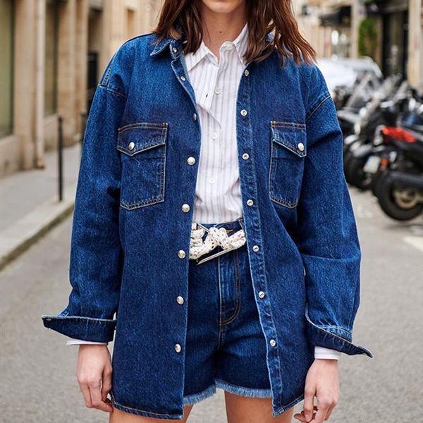 

women's jackets early autumn denim coat long sleeve turn-down collar female short jacket, Black;brown