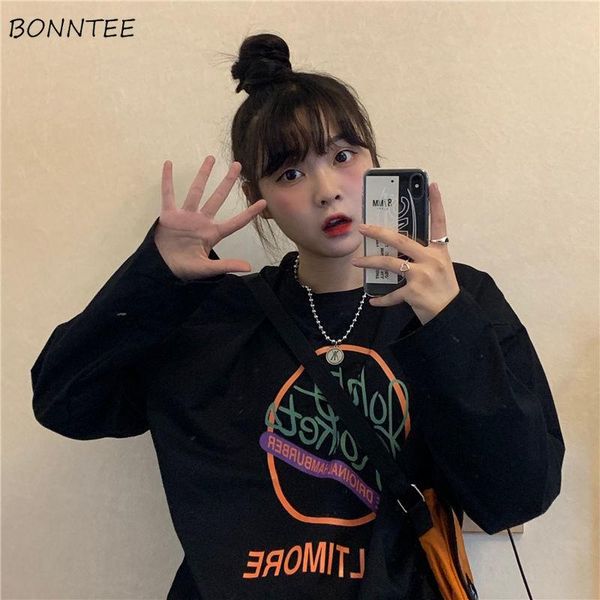 

women's t-shirt long sleeve t-shirts women couples all-match fashion graphic printed autumn korean style streetwear leisure soft haraju, White