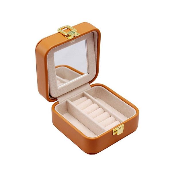

jewelry pouches, bags portable small bag travel earring accessories double-layer storage box european-style 10.5x10.5x5cm, Pink;blue