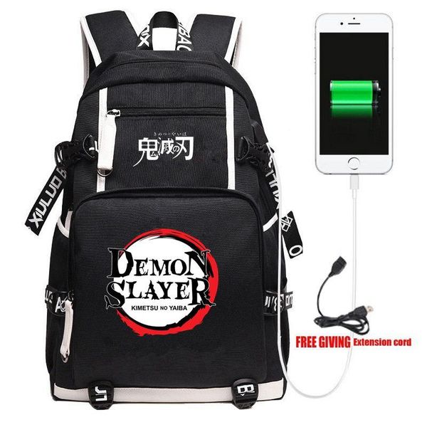 

backpack demon slayer: kimetsu no yaiba school travel shoulder lapbags cosplay kids teens student bookbag