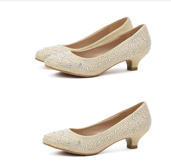 

women's shoes in spring and autumn low heel round head sequined cloth@221, Black