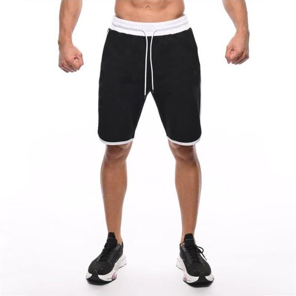 

running shorts fitness training men summer gyms workout breathable mesh quick dry jogger short pants, Black;blue