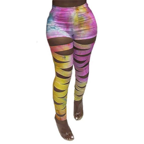 

women's jeans tie dye high waist ny pencil pants women trousers summer stretch slim hollow out bandage leggings club 2021 bou, Blue