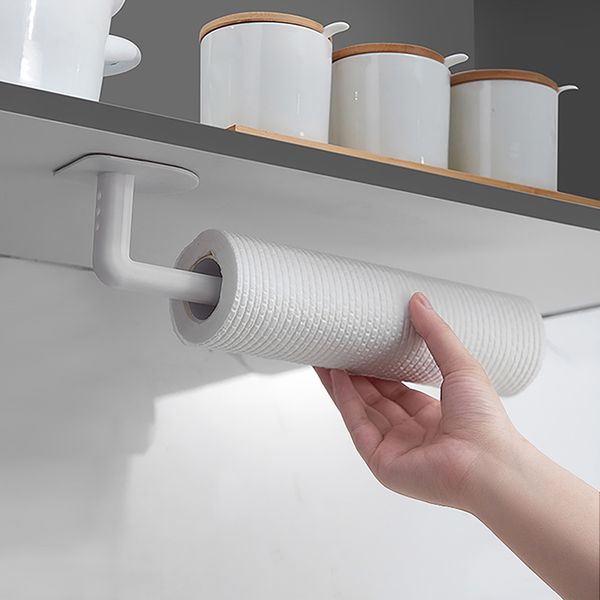 

kitchen paper towel holder self-adhesive accessories under cabinet roll rack tissue suspension storage rack for bathroom 1 pieces