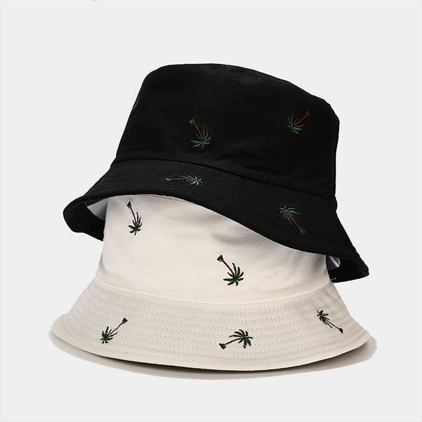 

panama fashion summer reversible coconut tree printed fisherman caps bucket hats gorro pescador men women travel, Blue;gray