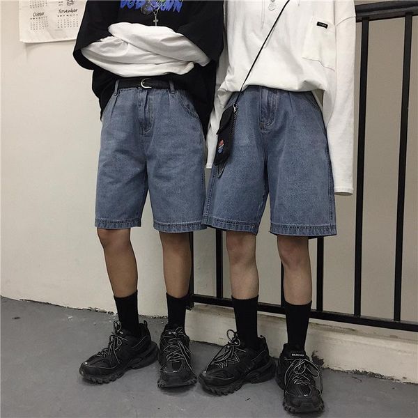 

women's shorts streetwear womens button denim high waist short harajuku fold wide legs blue 2021 summer, White;black