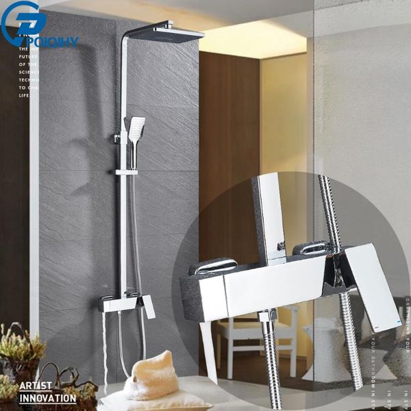 

rainfall bathroom shower faucet set chrome head 3-ways brass swivel bathtub spout cold mixer tap sets