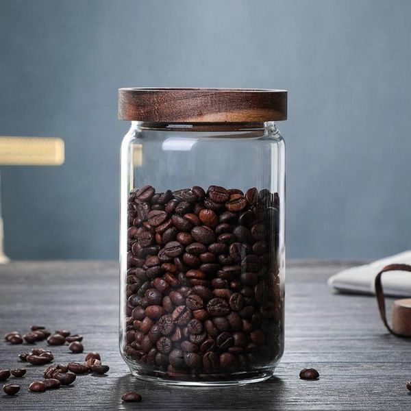 

storage bottles & jars 35oz/1000ml clear glass containers set airtight with wooden lids canisters for sugar candy cookie