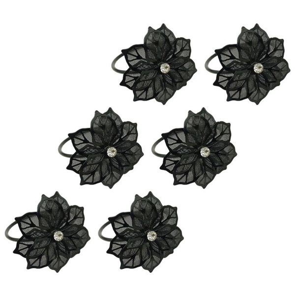

napkin rings 6pcs flower shape buckle creative metal (black)
