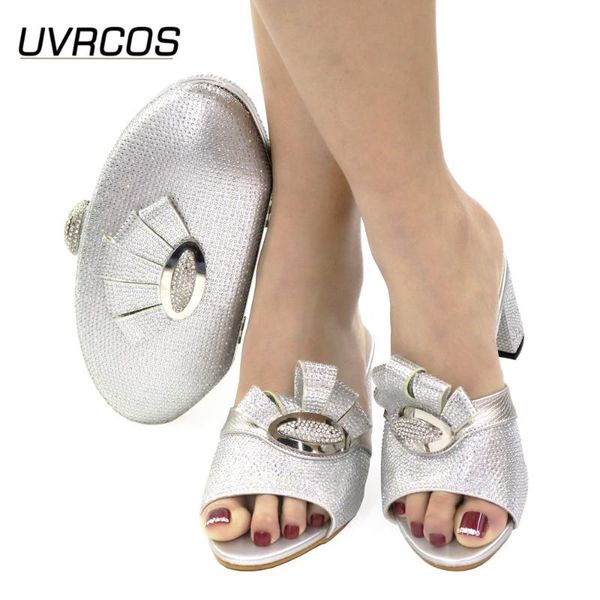 

dress shoes nigerian 2021 selling italian design fashion special sweet style party wedding ladies sandal and bag set in silver color, Black