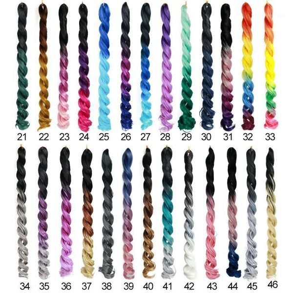 

big wavy curly hair braiding pink purple blue blonde color fiber high temperature silk extension1, Brown