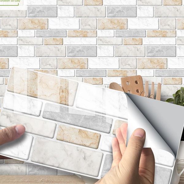 

wall stickers 9 pcs/set diy 3d imitation brick bedroom decoration waterproof self adhesive wallpaper for living room kitchen