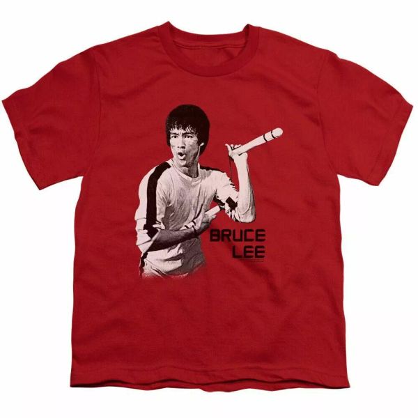 

bruce lee nunchucks kids youth t shirt licensed martial arts tee red, White;black