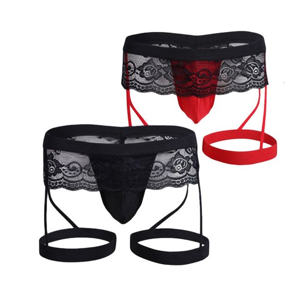 

men's three-point erotic panties gay dentelle underwear lace thong enhance pouch briefs, Black;white