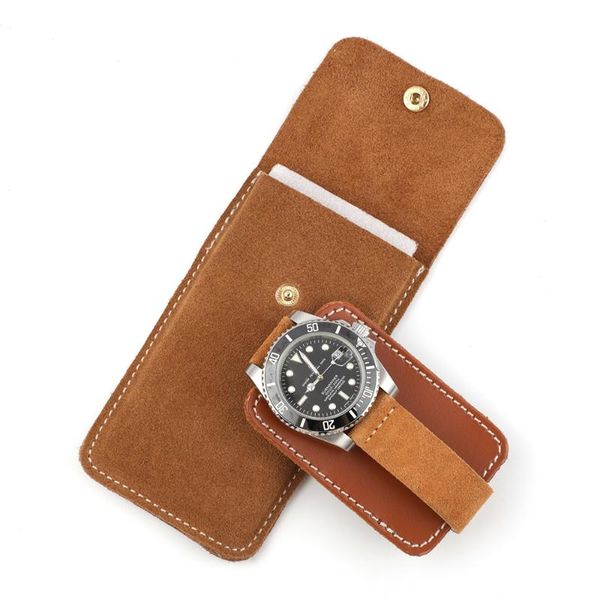 

watch boxes & cases suede leather protect bag vintage travel collection portable storage box display, Black;blue