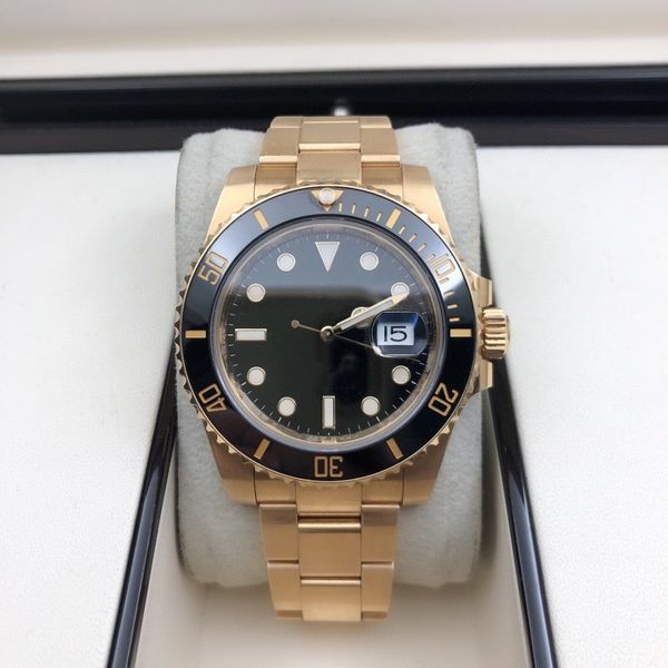 

men fashion gold watch 9 color full stainless steel 2813 automatic mechanical movement glide 40mm ceramic sport wristwatches, Slivery;brown