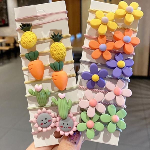 

hair accessories soft bands cartoon animal fruit ties stars children elastic ropes, Slivery;white