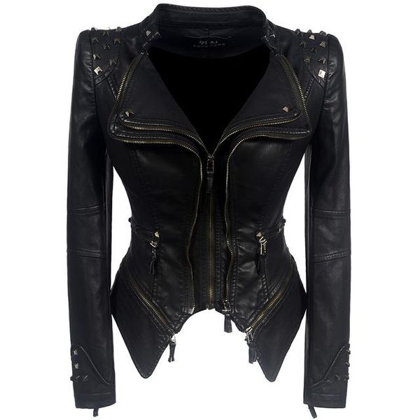 

women's leather & faux 2021 fashion women smooth motorcycle jackets ladies long sleeve autumn winter biker streetwear black pink coat