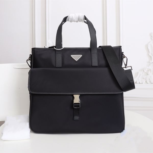 

men's black nylon canvas designer waterproof briefcase lapbag large capacity casual simple office handbag