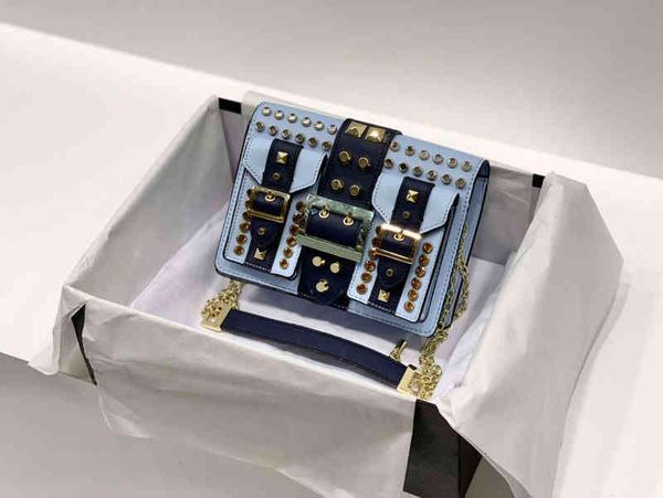 

evening bags 2021 shoulder bag blue fashion willow nail decoration metal chain shoulder strap versatile style large capacity high-