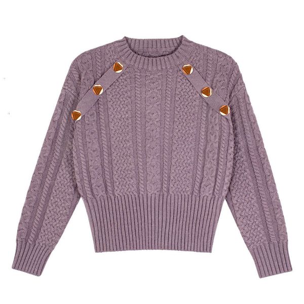 

women's sweaters sweatersautumn winter loose and versatile round neck pullover long sleeve t-shirt personalized button decorative twist, White;black