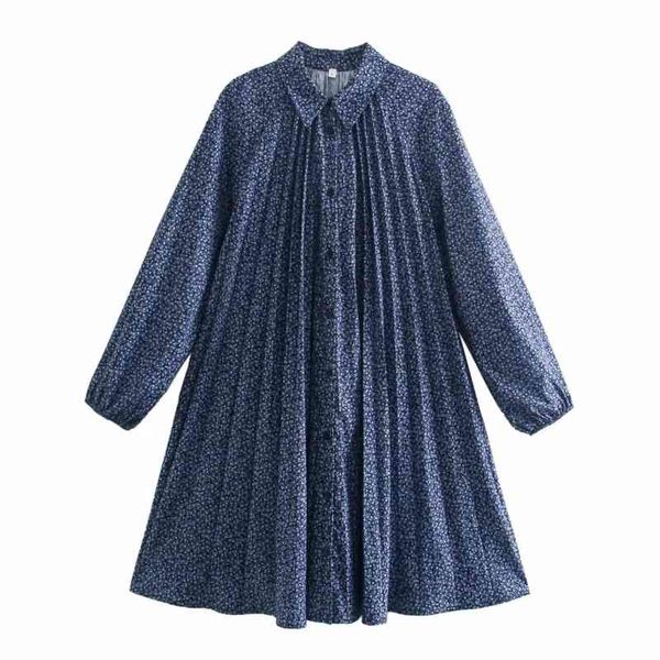 

spring women pressed pleat splicing printed mini shirt dress female long sleeve clothes casual lady loose vestido d7330 210430, Black;gray