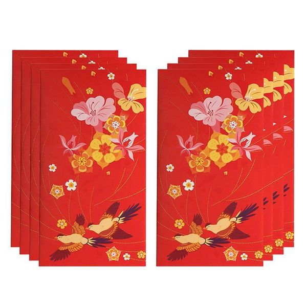 

gift wrap 8pcs flower and bird printed red packet literary year's wedding envelopes spring festival lucky seal