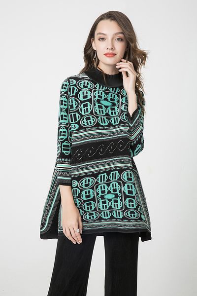 

knits miyake fashion fold of dot print three quarter turtleneck t-shirt, White