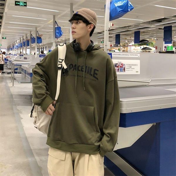 

Men's Hoodies & Sweatshirts Hooded Sweatshirt Casual All-match Sports Coat Long Sleeve O-neck Pullover Printed Letter Tops Male Clothes, Black