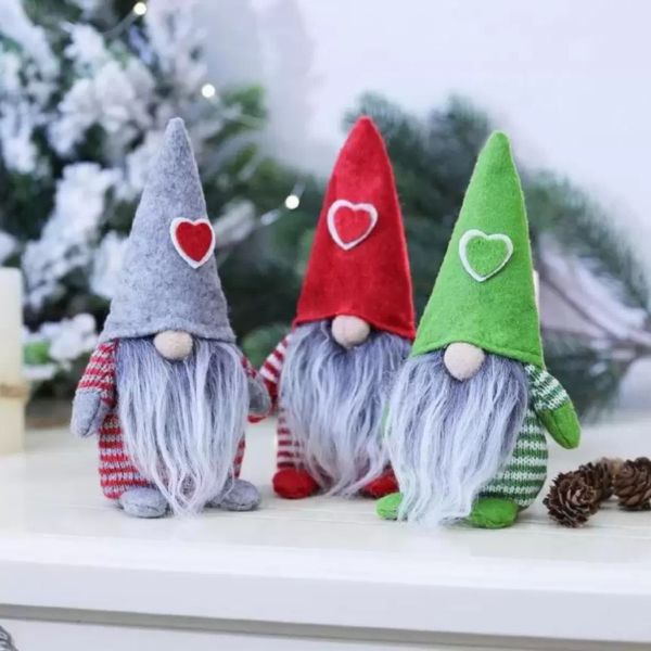 UPS SHIP Stock Merry Christmas Heart Hat Swedish party favor Santa Gnome Plush Doll Ornaments Handmade Toy Home Party Decoration Gift