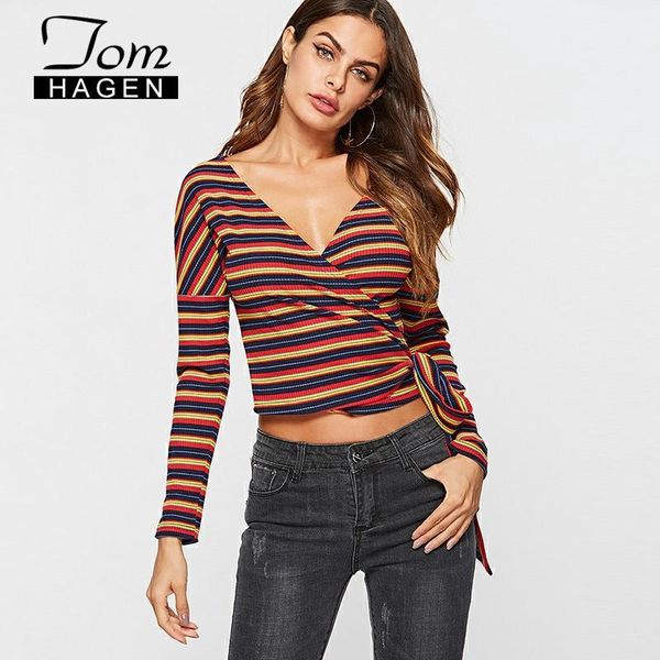

women's blouses & shirts spring knitted blouse and women waffle bow loose long sleeve knit tunic shirt lady v-neck, White