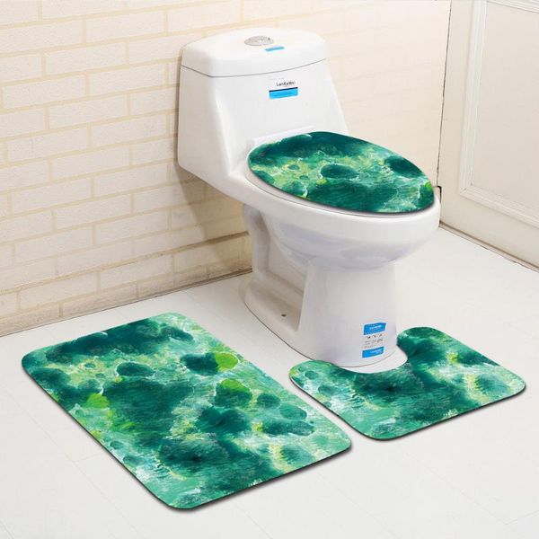 

toilet seat covers modern cover water absorption 3pcs set carpets decoration home bathroom anti-slip floor mats printing pattern rug