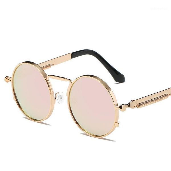 

vintage men sunglasses women retro punk round metal frame colorful lens sun glasses fashion eyewear gafas sol mujer, White;black