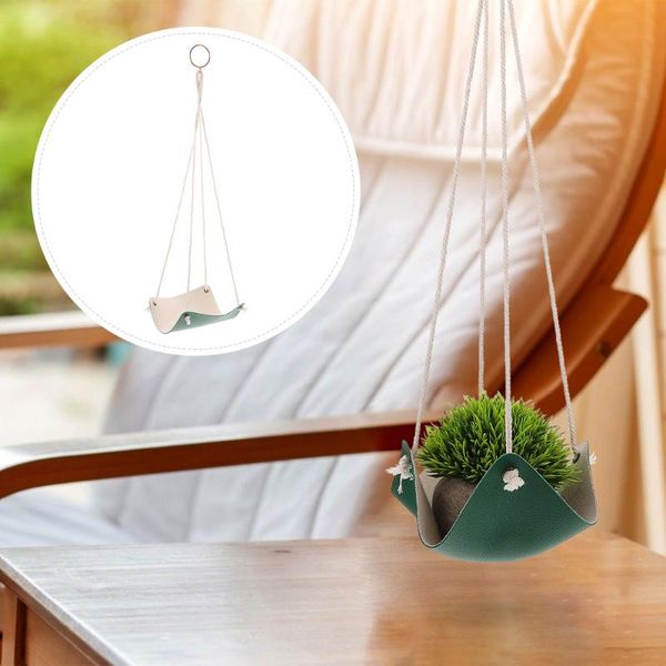 

car organizer 1pc vintage rope hanging pu base plant pot net decorative flowerpot
