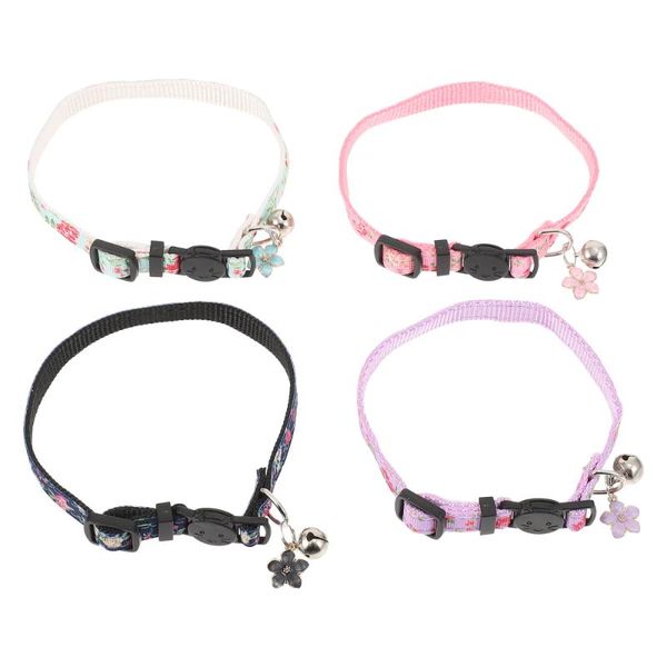 

cat collars & leads 4pcs collar with small bell safety adjustable delicate pet