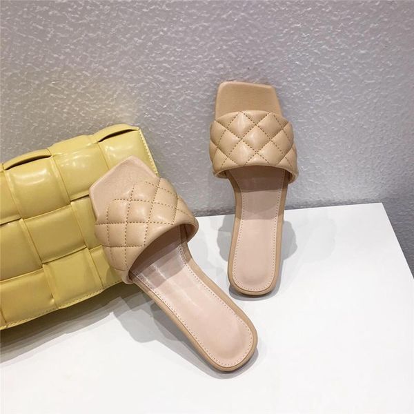 

est lattice leather womens slippers summer outdoors vintage square toe flats shoes casual beach sandals, Black